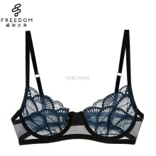 Damen neue Design schiere Spitze Bügel 3/4 Modell Tasse voller transparenter BH Unterwäsche